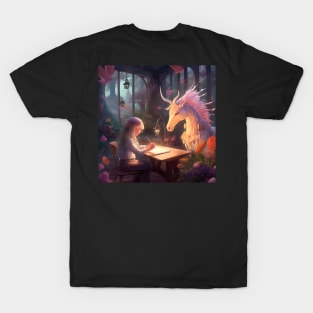 The Enchantment of Fantasy: A Magical Journey with a Dreaming Unicorn and an Adventurous Child in a Dream World T-Shirt